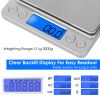 Digital Kitchen Scale 3000gx0.1g Jewelry Coin Gram Pocket Scale Stainless Steel LCD Display Food Gram Scale w/ Dual Trays PCS Counting Tare Function