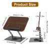 Book Stand for Reading Foldable Wood Book Holder Reading Rack Paper Stand with Adjustable Height 360° Rotatable Base Dual Paper Clips for Book Sheet M