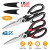 2Pcs Kitchen Scissors Stainless Steel Non Slip Sharp Shears Multi Purposes Walnut Cracker Bottle Opener Food Scissors For Chicken Poultry Scissors Mea