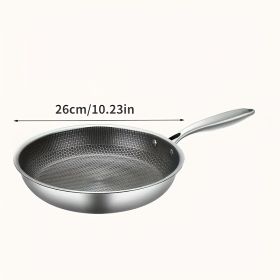 1PC Household Kitchen Honeycomb Stainless Steel Non Stick Frying Pan,Easy To Clean, Suitable For Frying Steak, Fish, And Eggs,Suitable For All St