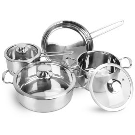 4Pcs Stainless Steel Cookware Set Frying Pan 2Quart Saucepan 2.7Quart 3.7Quart Stockpot With Lid Dishwasher Safe Fedex Shipping