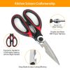 2Pcs Kitchen Scissors Stainless Steel Non Slip Sharp Shears Multi Purposes Walnut Cracker Bottle Opener Food Scissors For Chicken Poultry Scissors Mea