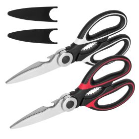 2Pcs Kitchen Scissors Stainless Steel Non Slip Sharp Shears Multi Purposes Walnut Cracker Bottle Opener Food Scissors For Chicken Poultry Scissors Mea