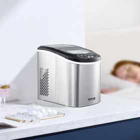Portable Countertop Ice Maker 33Lbs/24H Self-Cleaning With Scoop Basket Home Bar (Option: Silver)