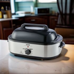 Electric Roaster Oven, 18 QT Turkey Roaster Oven With Self-Basting Lid, 1450W Roaster Oven With Defrost & Warm Function, Adjustable Temperature, (Option: Natural)