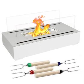 Tabletop Fire Pit With Roasting Sticks Portable Indoor Outdoor Tabletop Fireplace Ethanol Mini Fire Pit Table Top Decoration for Christmas Dinner Part (Option: TabletopFirePitWhite)