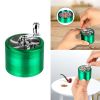 Herb Spice Tobacco Grinder 2.5-inch 4-Piece Zinc Alloy Hand Crank Crusher Kitchen Mill with Pollen Scraper