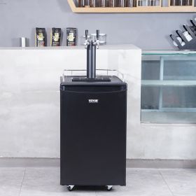 Beer Kegerator, Dual Tap Draft Beer Dispenser, Full Size Keg Refrigerator With Shelves, CO2 Cylinder, Drip Tray & Rail, 32°F- 50°F Temperature Co (Option: Black)