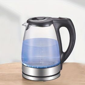 Electric Kettle With Stainless Steel Filter And Inner Lid, 1200W Wide Opening 1.7L Glass Tea Kettle & Hot Water Boiler Black (Option: W13532858)