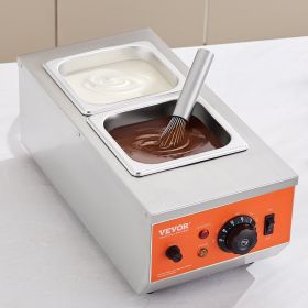 Chocolate Tempering Machine, 9 Lbs 2 Tanks Chocolate Melting Pot With TEMP Control 86~185F, 800W Stainless Steel Electric Commercial Food Warmer (Option: Silver)